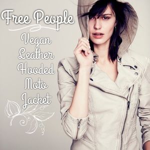 Free People vegan leather jacket w/ hood
